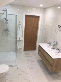 Bathroom installation in Cavan with shower and marble effect tiling by North West Tiles & Timber, Ireland Bathroom installation in Cavan with shower and marble effect tiling by North West Tiles & Timber, Ireland