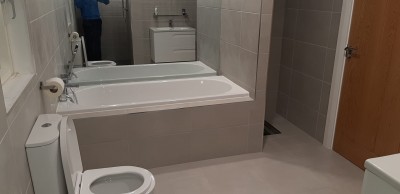 Bath  and shower room and tiling in a  Cavan home - supplied and installed by North West Tiles & Timber, Ireland